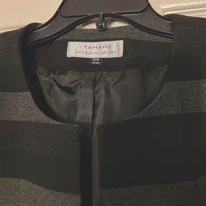 Tahari black & grey striped blazer